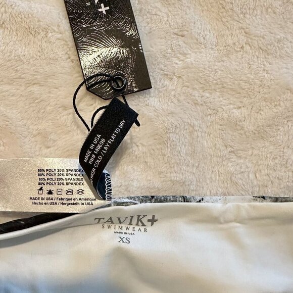 NWT Tavik Chloe Mini Cutout Swim Bottom in White Smudge - Extra Small - Picture 3 of 7